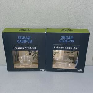 Inflatable Armchair Round Chair Campus Dorm Game Room Clear Plastic Set Of 2 NEW